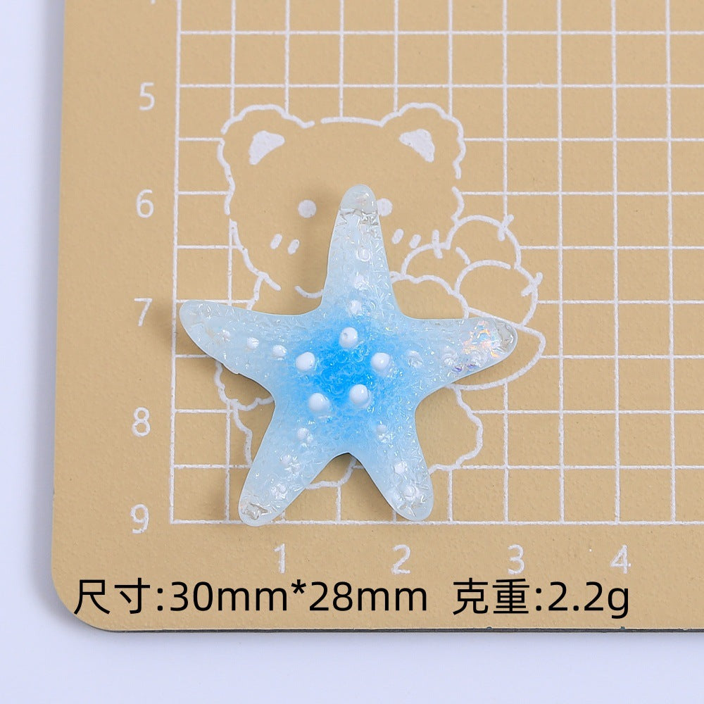 创意彩色冰透海星手工diy自制饰品配件奶油胶树脂小配件材料批发