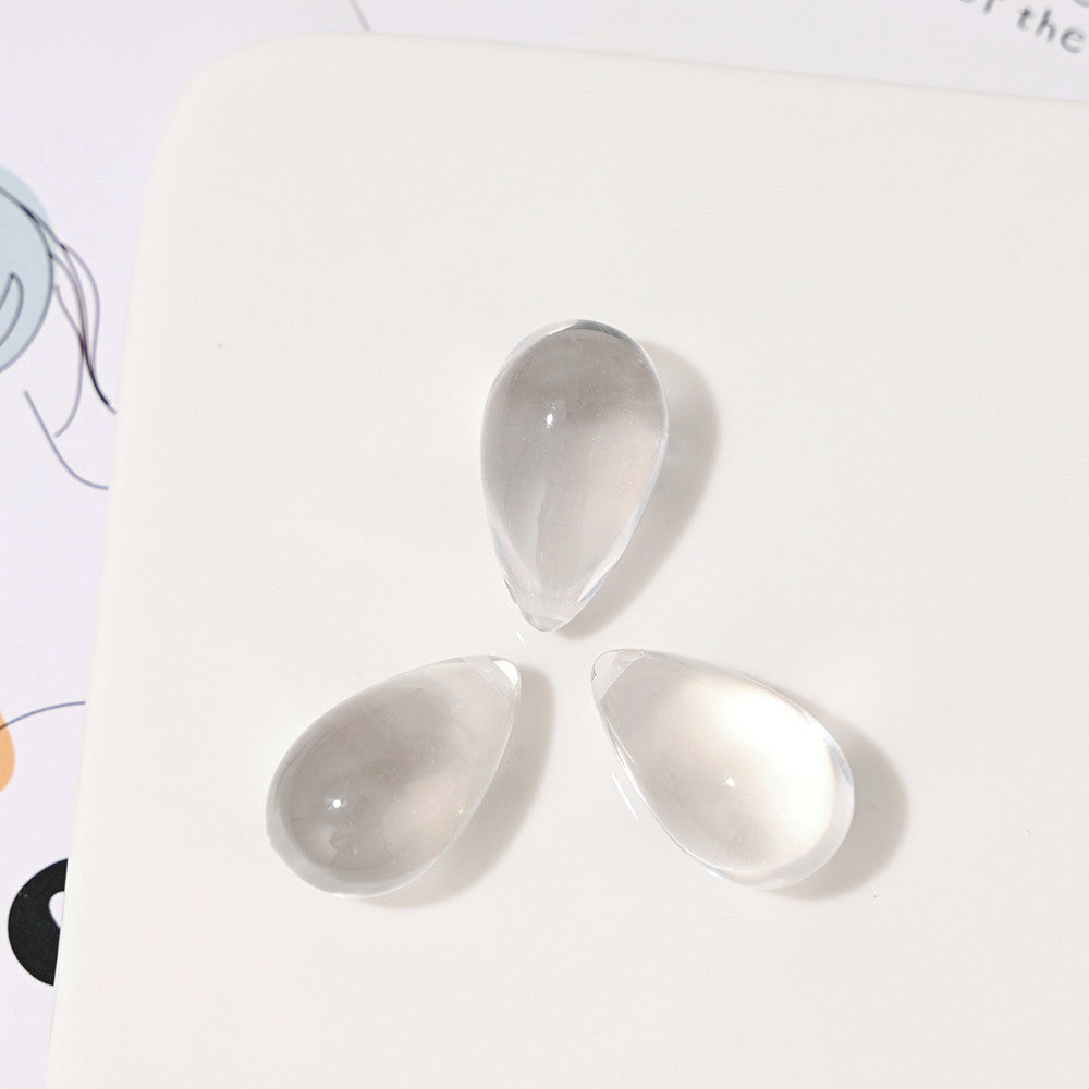 棠浔 高透穿孔酒红色水滴耳环项链配饰 树脂DIY饰品配件散珠批发