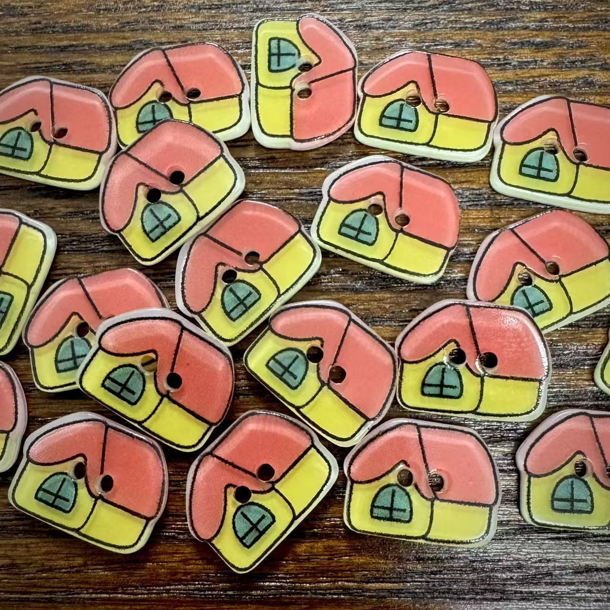 Bunli - DIY 10 Pack House Shape Two Hole Button