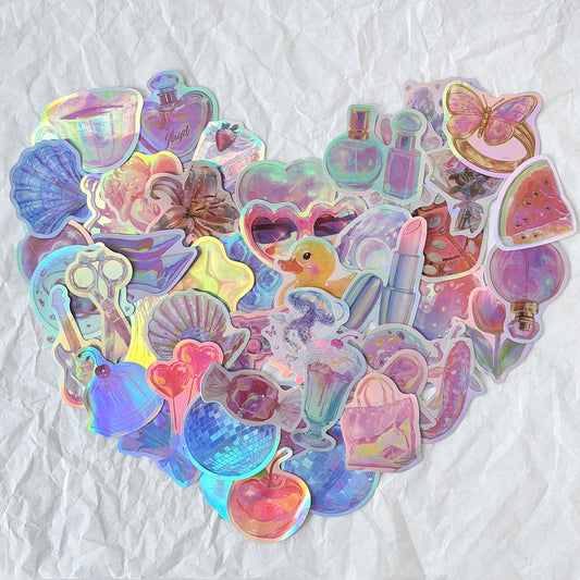 Lunira - Pastel Holographic Object Sticker Pack