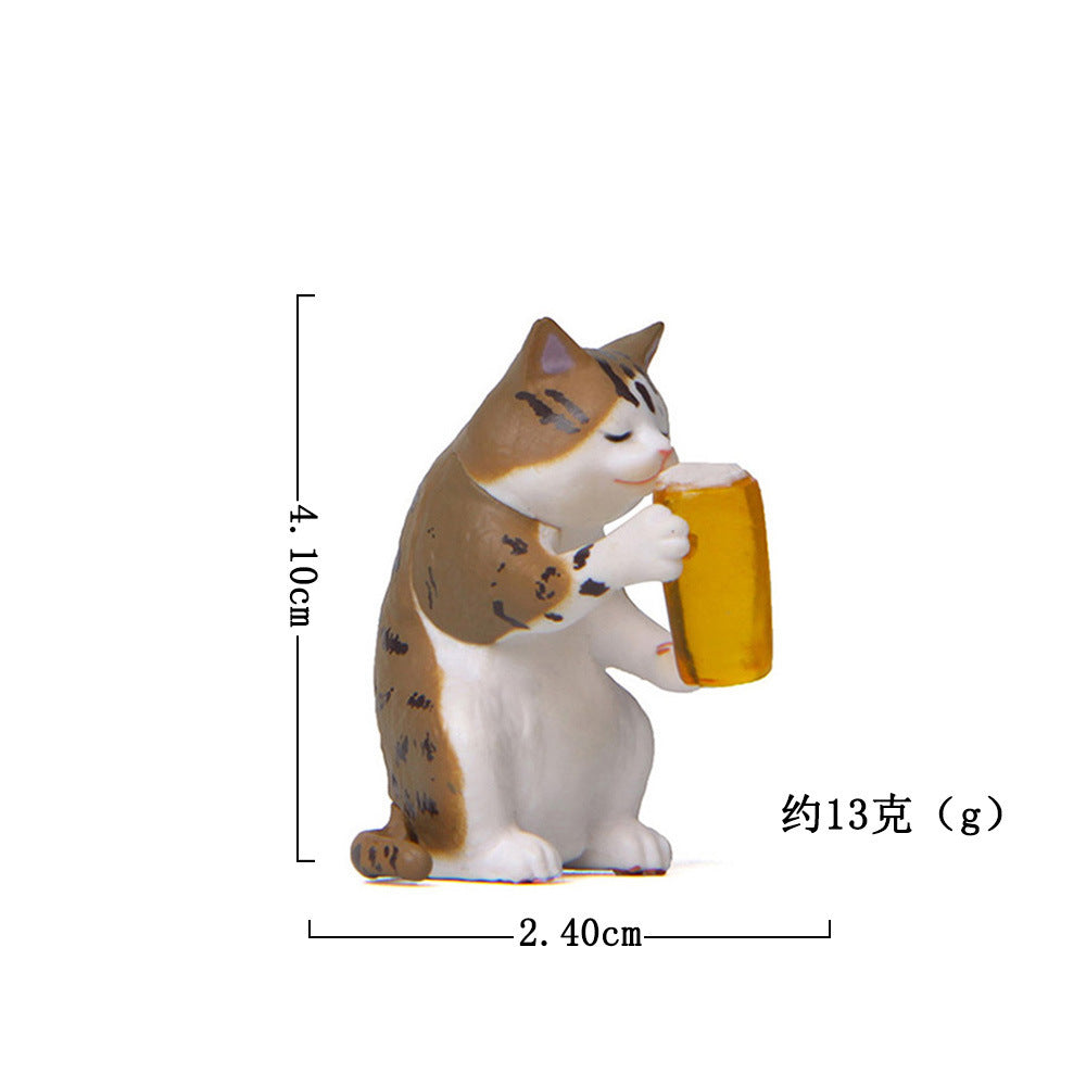 自愈系啤酒猫醉酒小虎猫手办网红爆款卡伊汽车内饰品车摆桌面玩偶