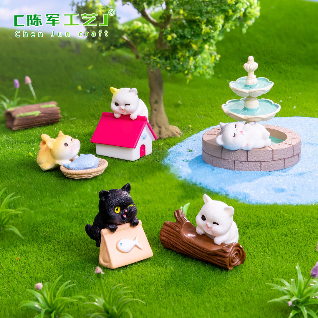 微景观创意可爱趴趴小猫咪公仔 园艺娃屋DIY装饰品配件桌面小摆件