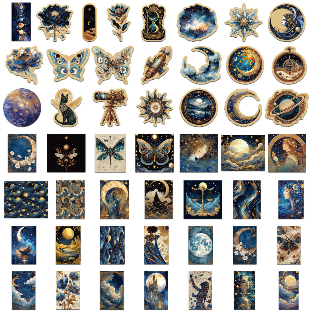 50 Gold Cosmic Vortex Stickers DIY Cell Phone Case Suitcase Notebook Handbook Sticker Waterproof Sticker