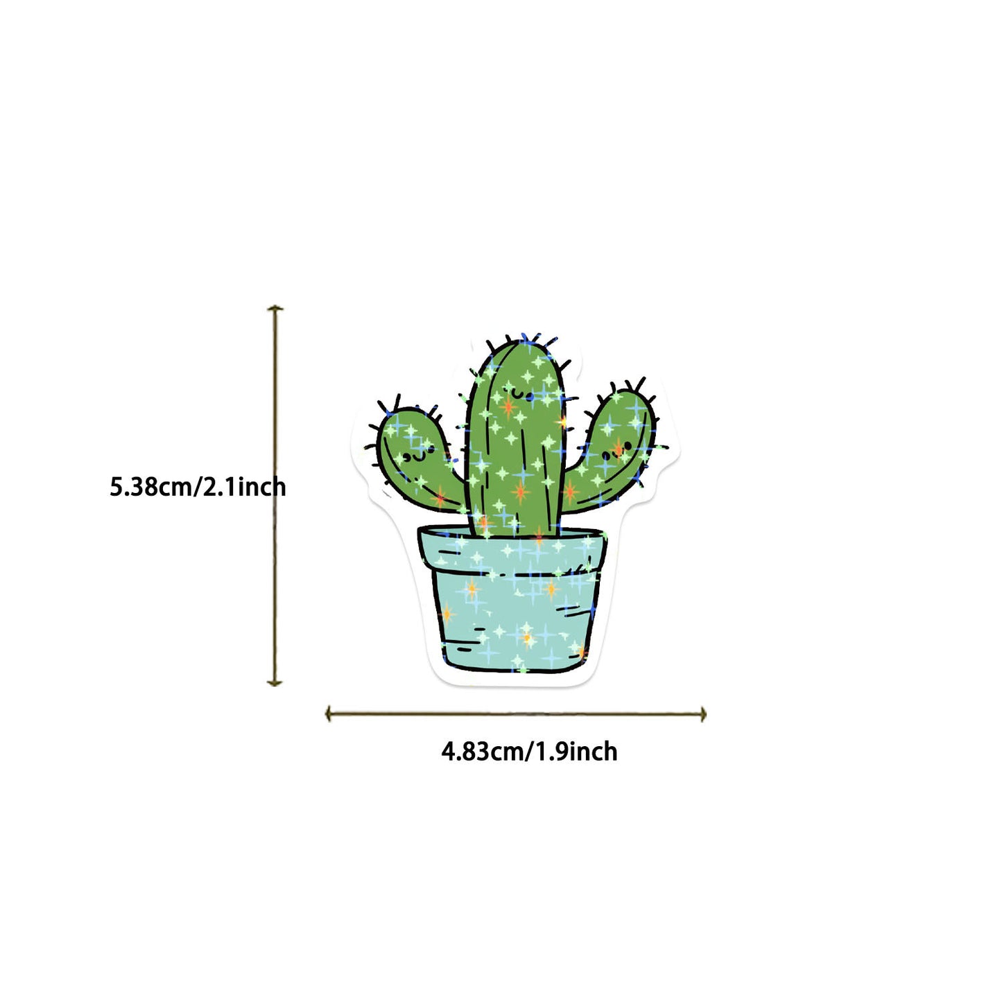 【星星膜】50张绿色植物盆栽卡通仙人掌防水贴纸diy行李箱装饰贴
