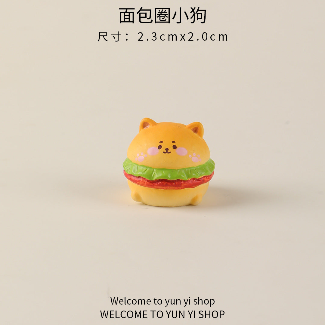 微景观创意摆件可爱卡通面包小狗 树脂装饰品配件 车载桌面小摆件