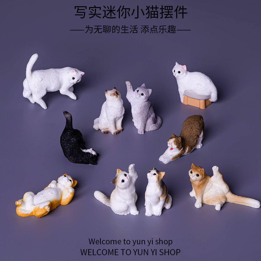 微景观写实小猫 创意树脂摆件卡通可爱小猫 办公室车载桌面小摆件