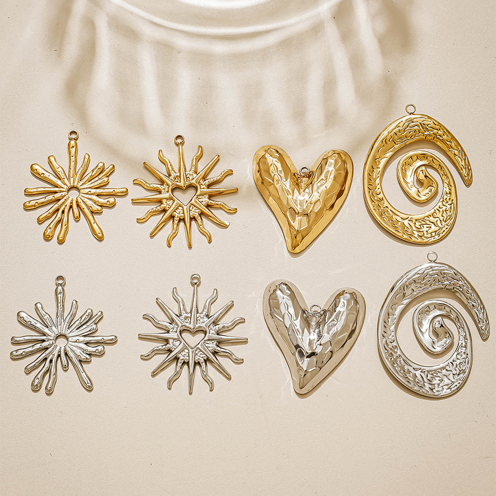 Elvane - Hammered Sunburst Heart Spiral Pendant Only