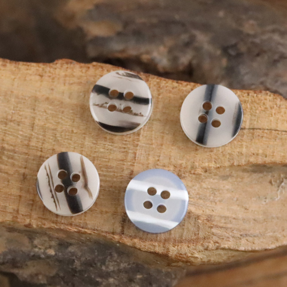 Bunli - DIY 10 Pack Clear Border Four Hole Button