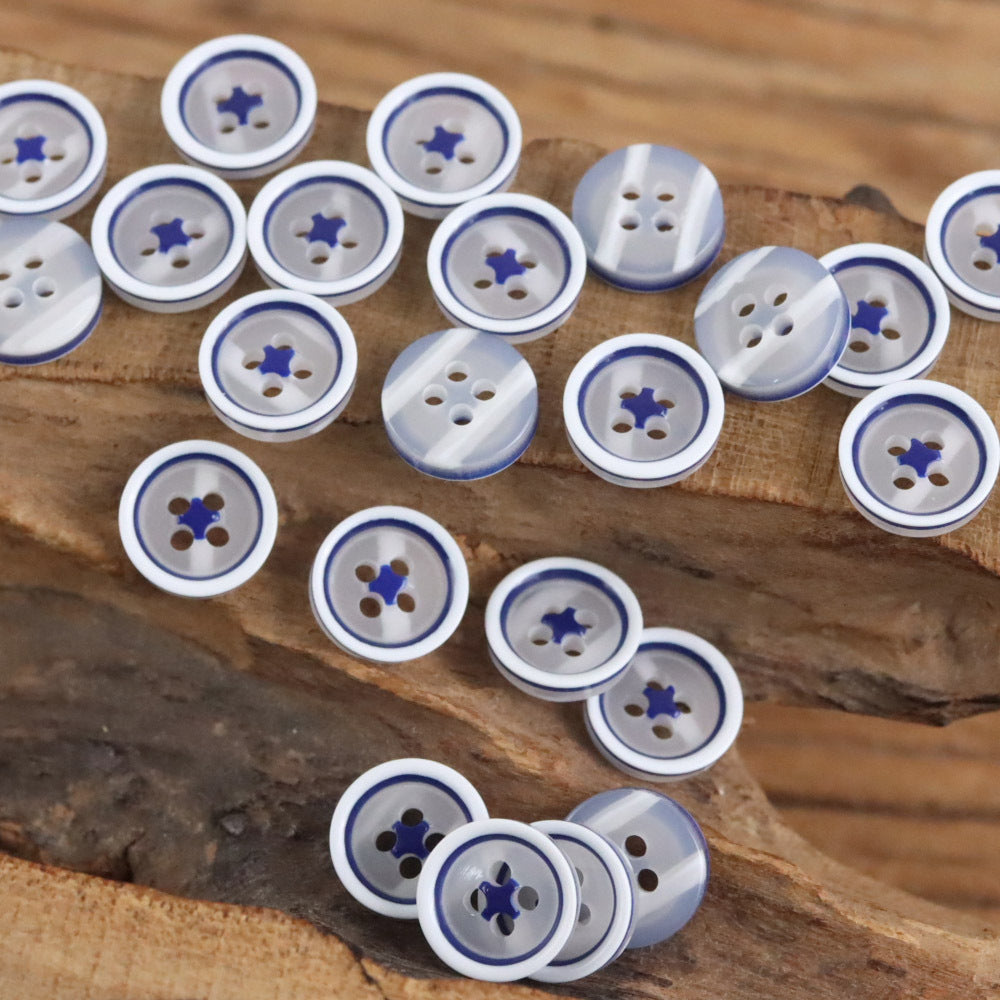 Bunli - DIY 10 Pack Clear Border Four Hole Button