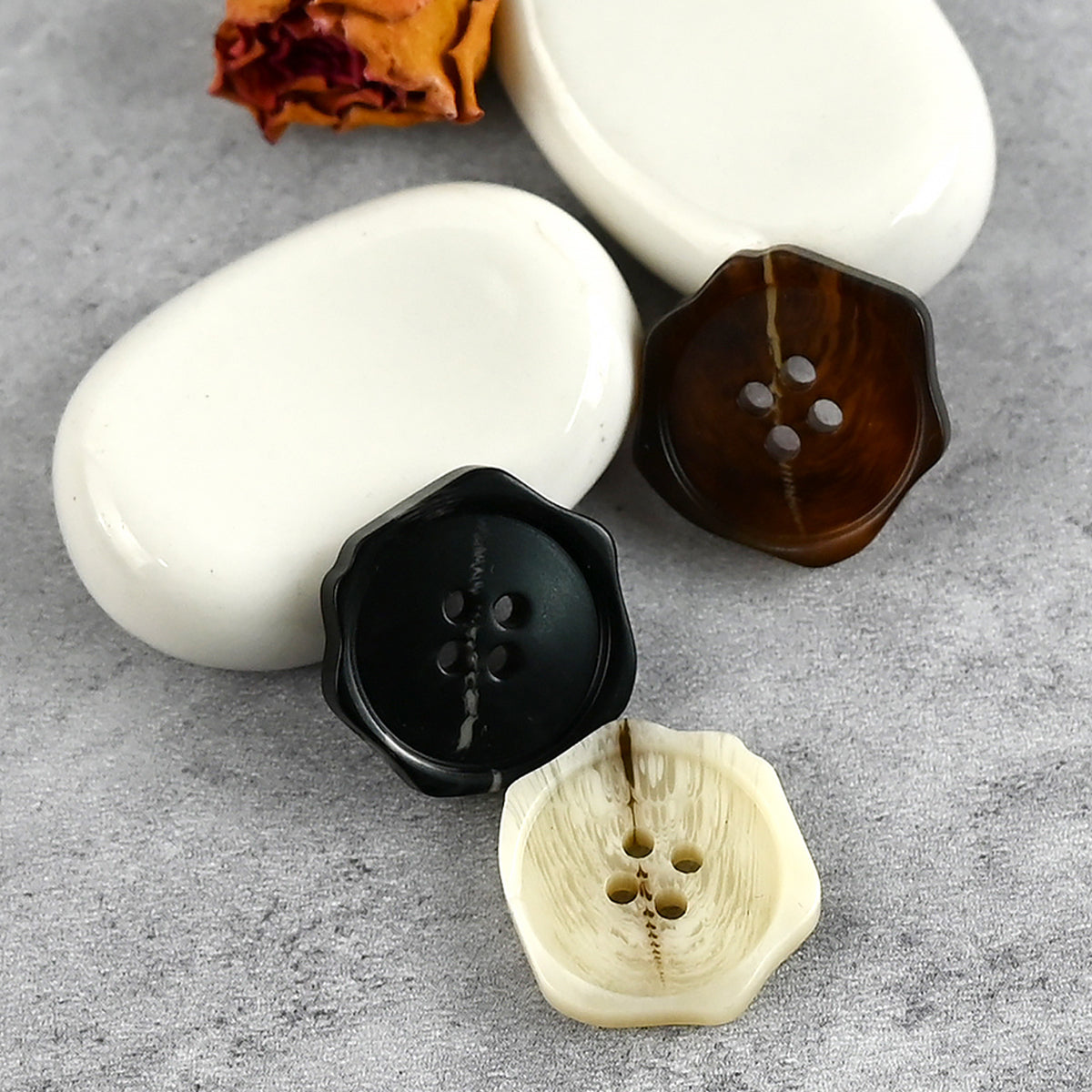 Bunli - DIY 10 Pack Irregular Faceted Four-Hole Button