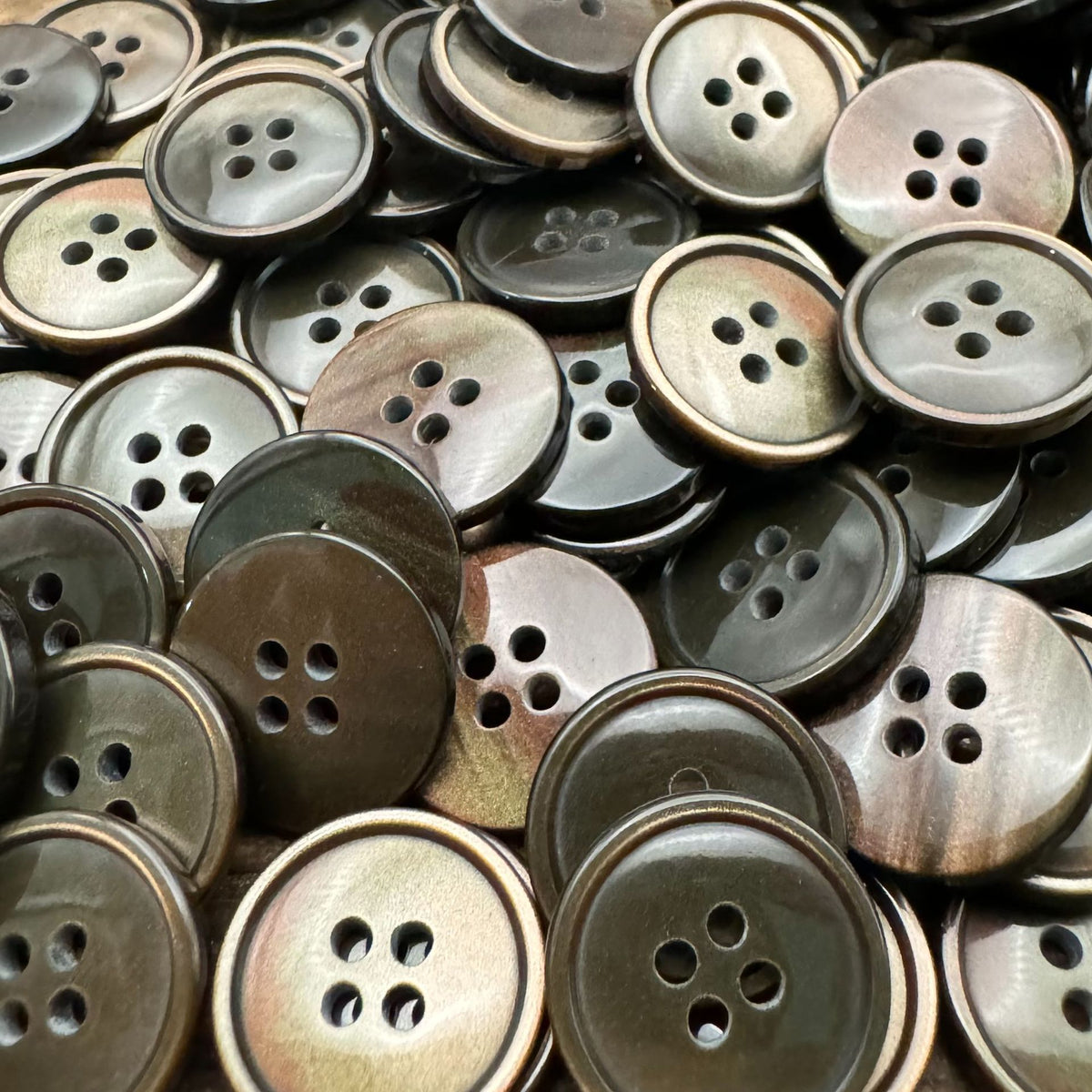 Bunli - DIY 10 Pack Multitone Raised-Rim Round Button