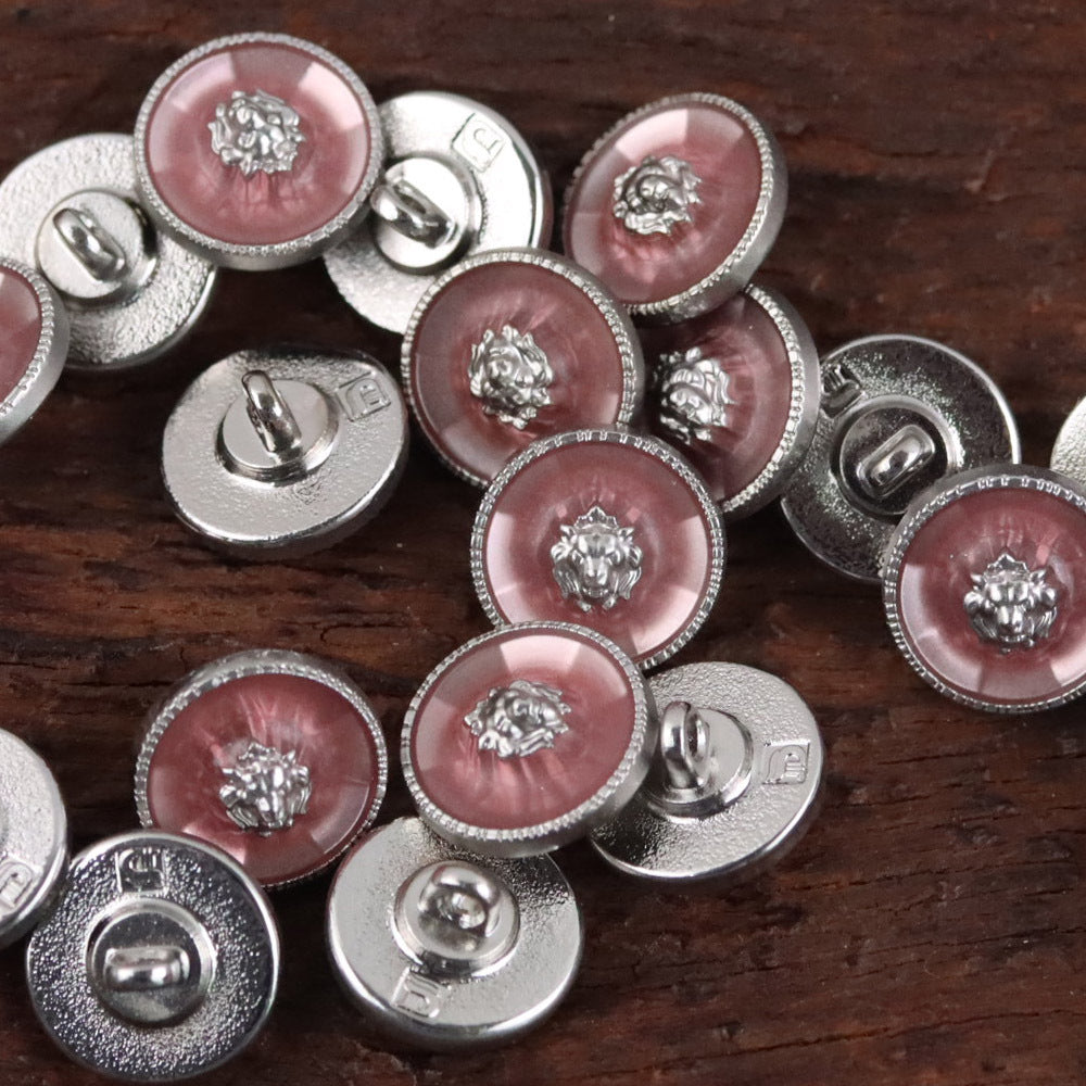 Bunli - DIY 10 Pack Lion-Head Silver-Tone Rim Button