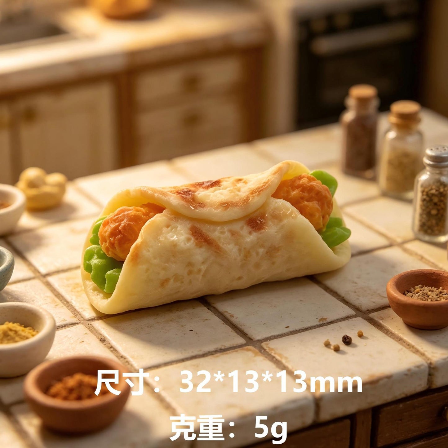 仿真墨西哥鸡肉卷树脂配件卡通厨房布景小摆件手工DIY钥匙扣挂件