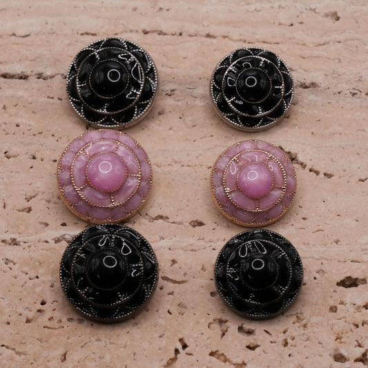 Bunli - DIY 10 Pack Floral-Pattern Domed-Center Buttons