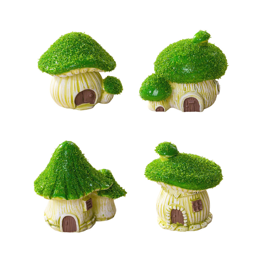 创意新品仿真蘑菇房子 树脂小摆件萌粒diy鱼缸造景装饰品桌面摆件