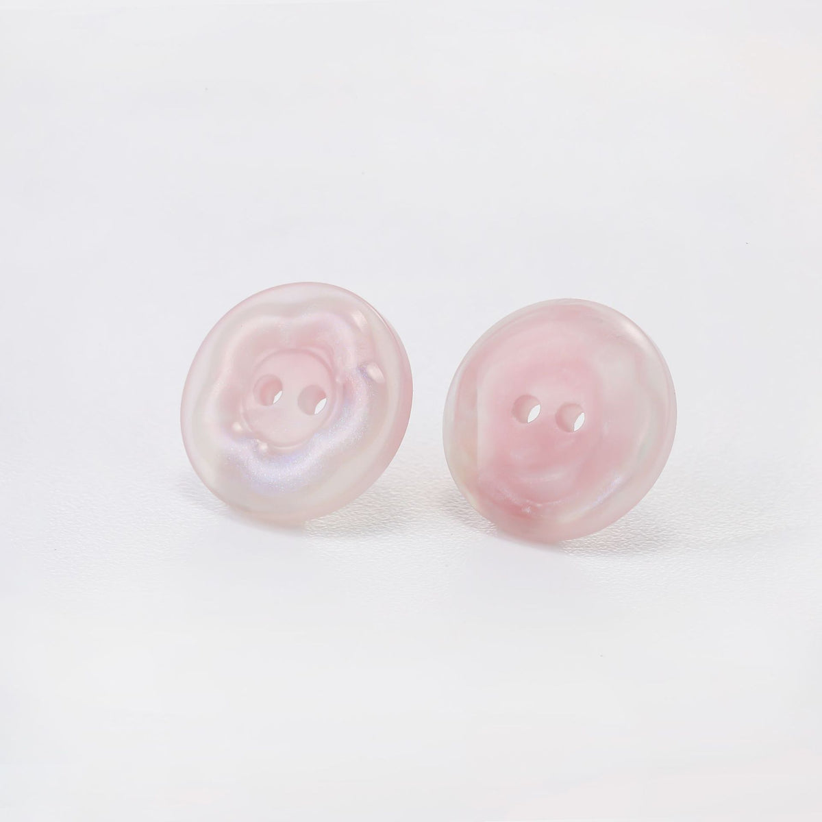 Bunli - DIY 10 Pack Iridescent Flower-Motif Round Button