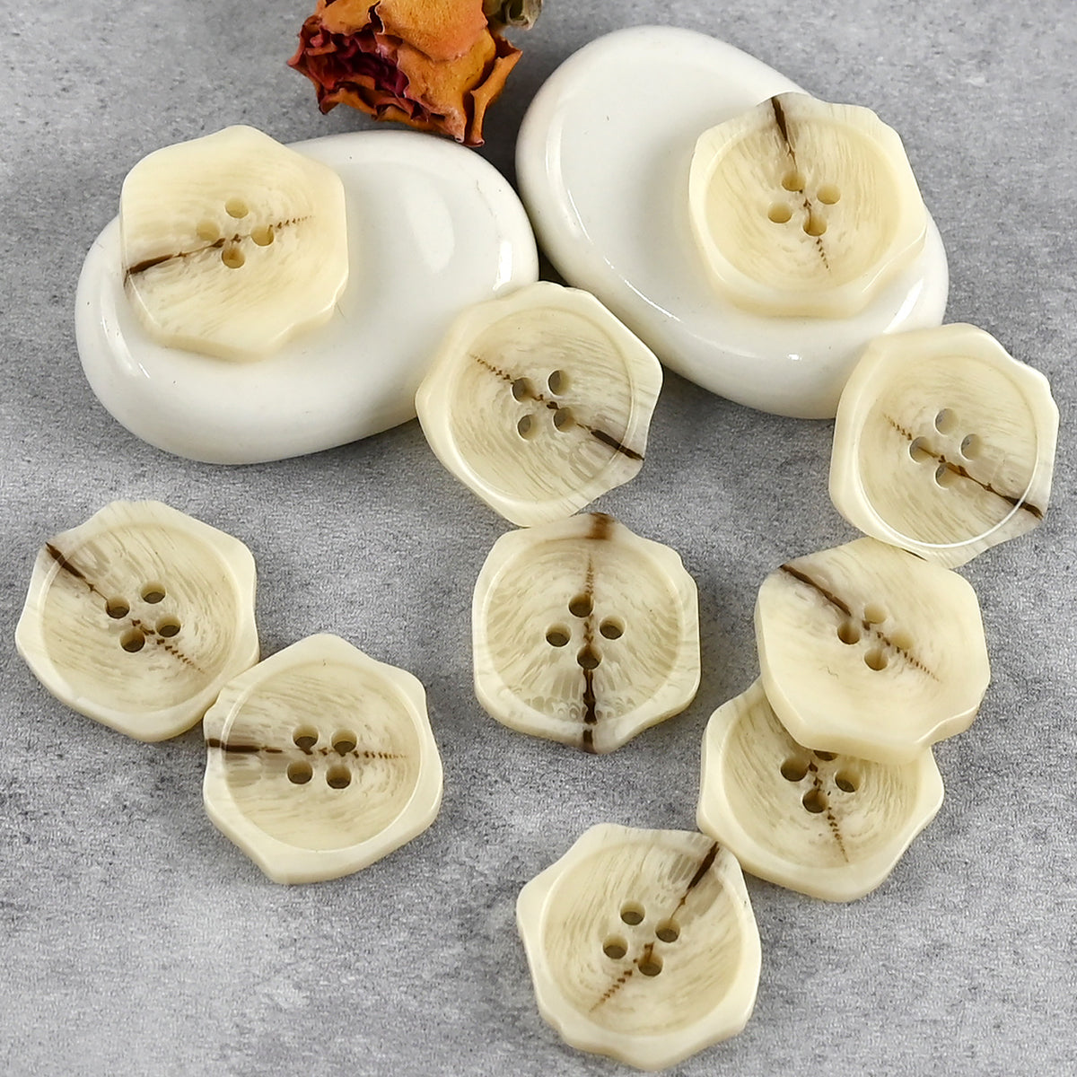 Bunli - DIY 10 Pack Irregular Faceted Four-Hole Button