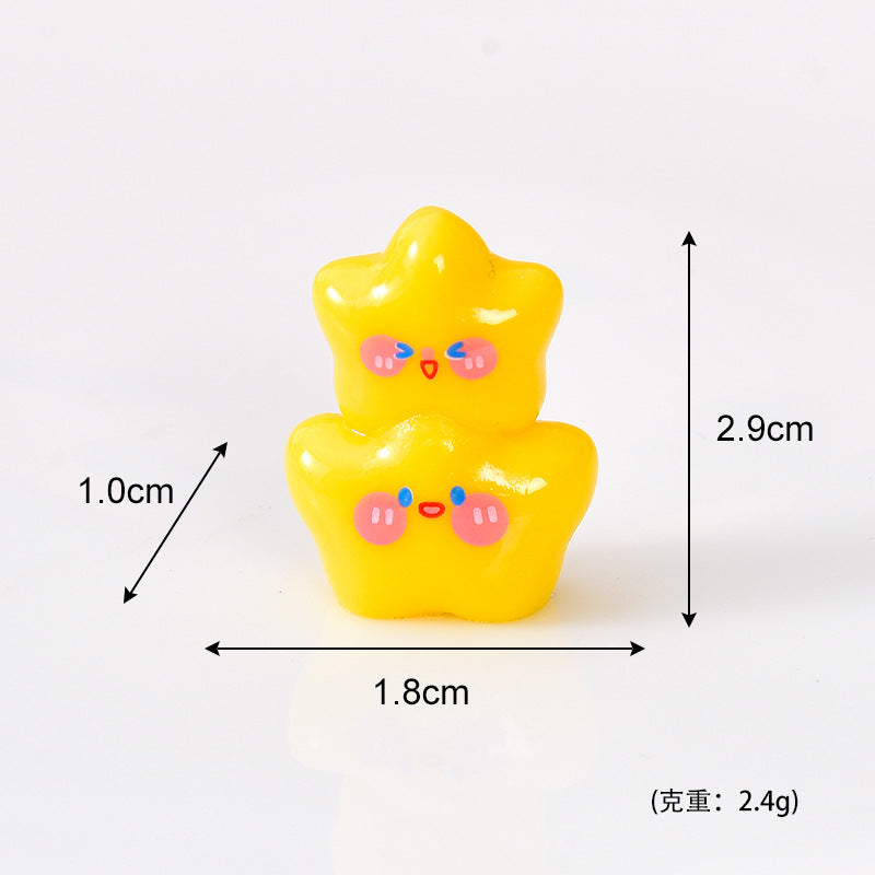 原创新品黄色星星树脂小配件diy奶油胶你萌粒车载桌面工艺品批发