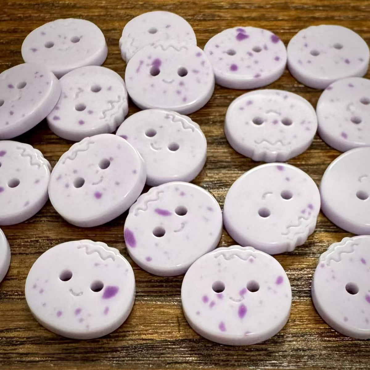 Bunli - DIY 10 Pack Purple Character Two-Hole Button