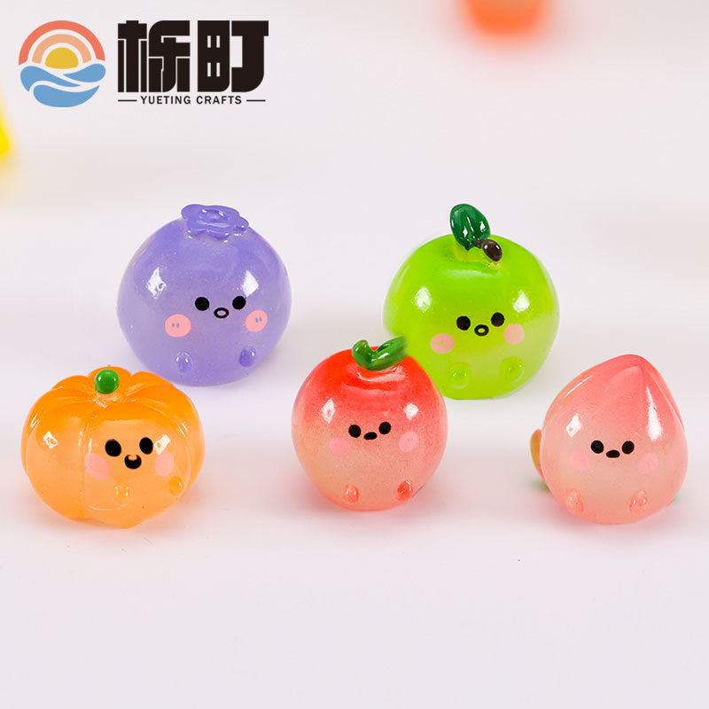 微景观树脂仿真夜光水果荔枝草莓可爱创意工艺品食玩小摆件批发