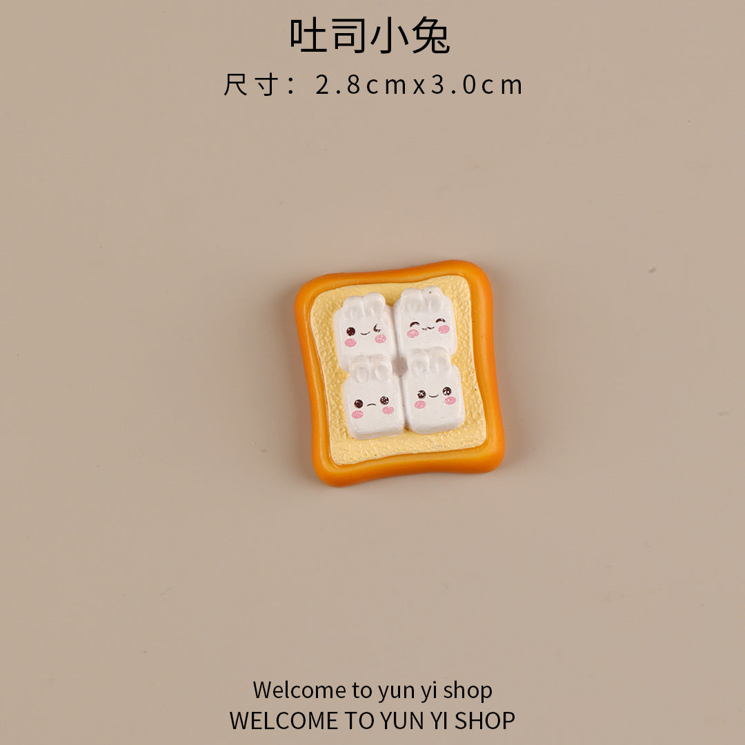 可爱卡通面包小兔子微景观创意摆件装饰品配件车载桌面树脂小摆件
