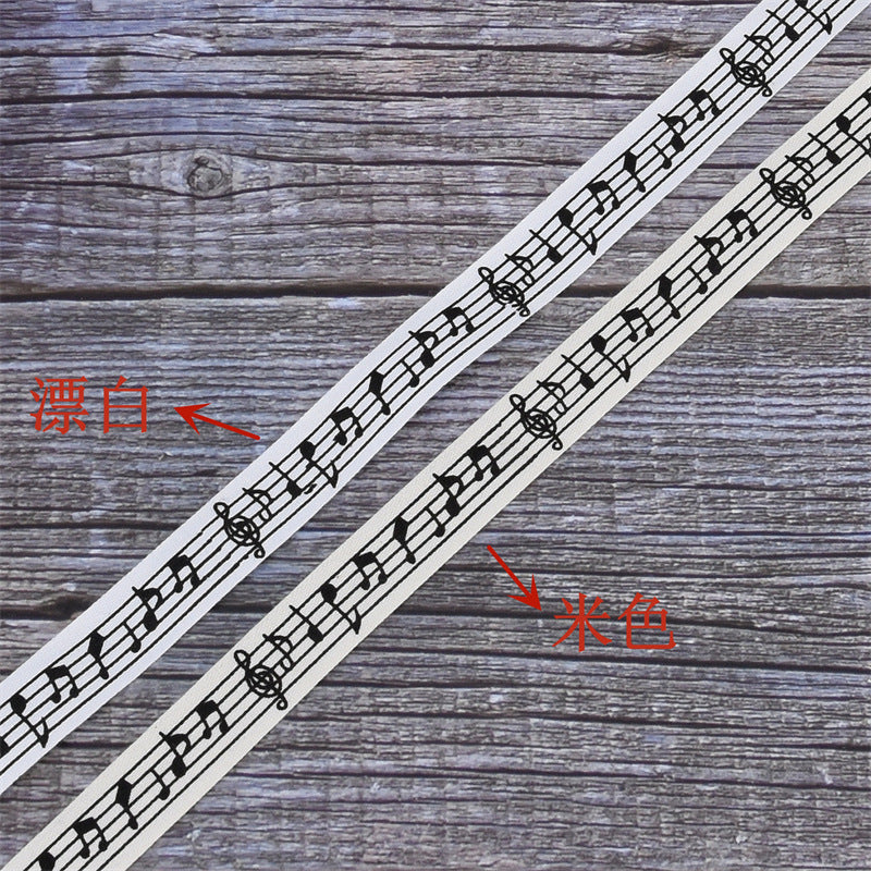 跨境新款印音乐字符棉带  服饰包边礼品盒包装印花音符棉织带10米