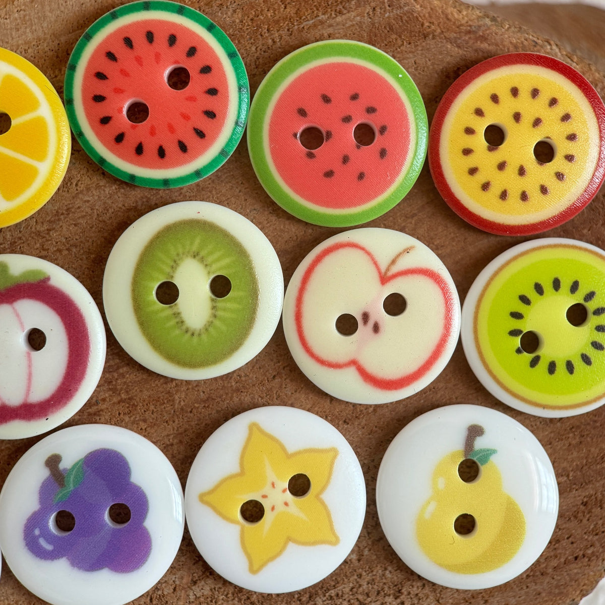 Bunli - DIY 10 Pack Colorful Fruit-Print Round Button