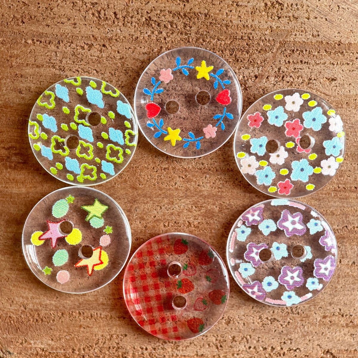 Bunli - DIY 10 Pack Colorful Mixed-Motif Round Button