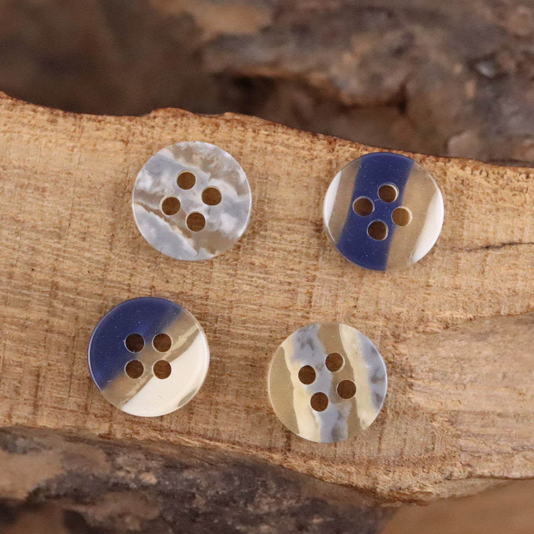 Bunli - DIY 10 Pack Color-Block Swirled Four-Hole Button