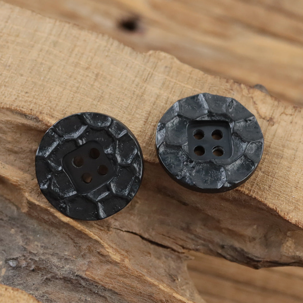 Bunli - DIY 10 Pack Rock-Textured Square-Center Button