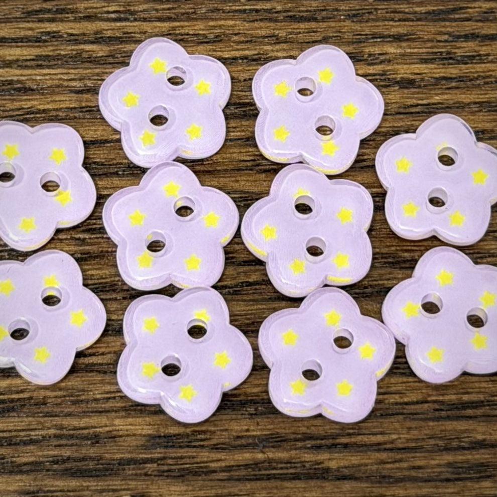 韩系高透紫色花朵纽扣可爱手工装饰缝纫娃衣发圈手帐DIY配饰扣子