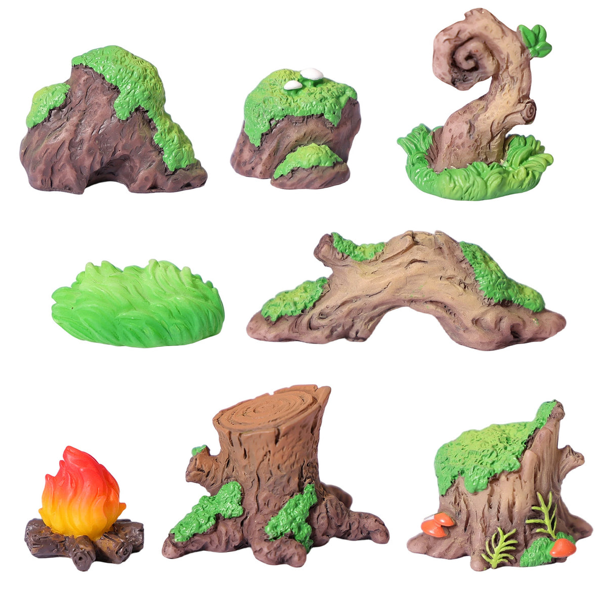 Objella - Mossy Stump Stone Miniature Ornament
