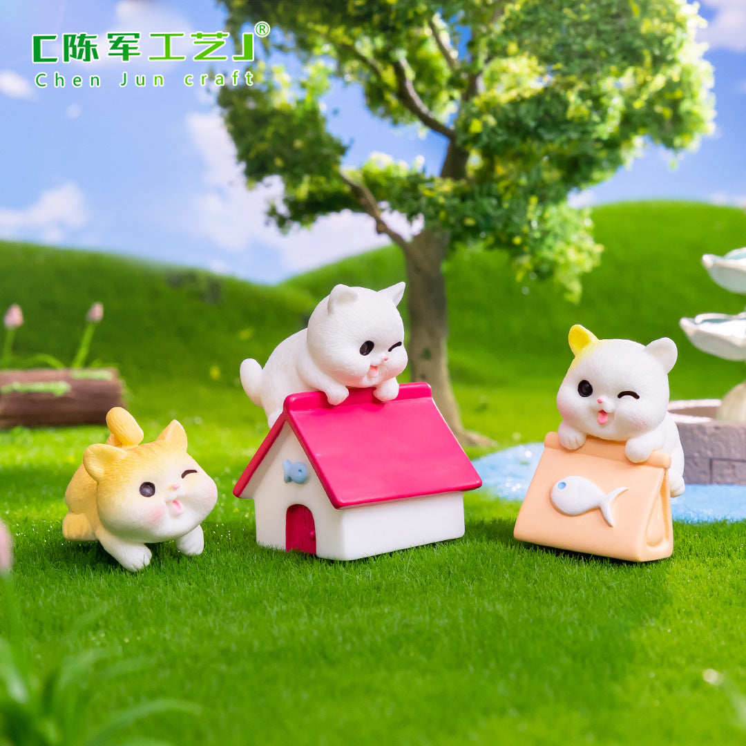 微景观创意可爱趴趴小猫咪公仔 园艺娃屋DIY装饰品配件桌面小摆件