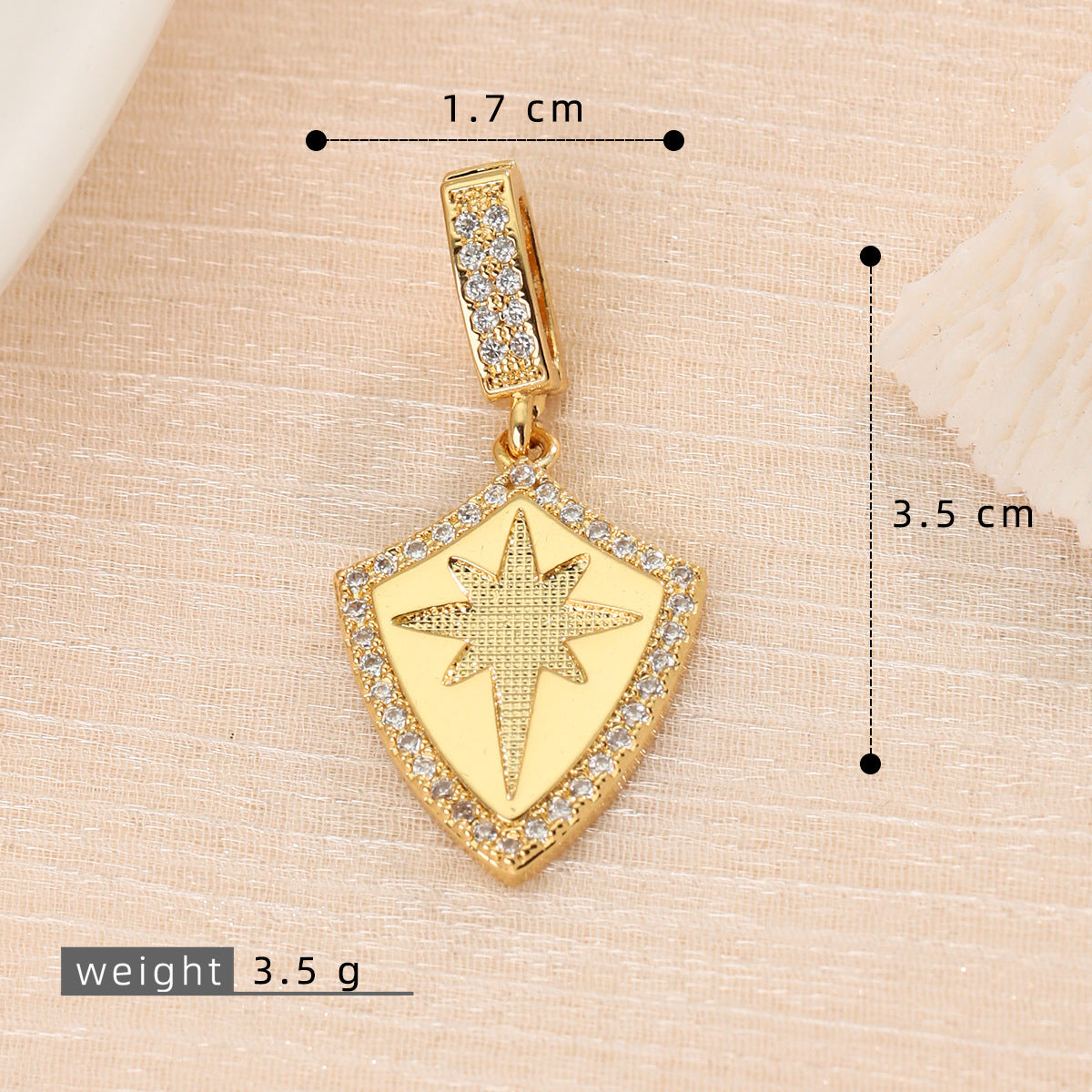 跨境星星五角星六角星芒盾牌保色铜镀金项链吊坠挂坠饰品diy配件