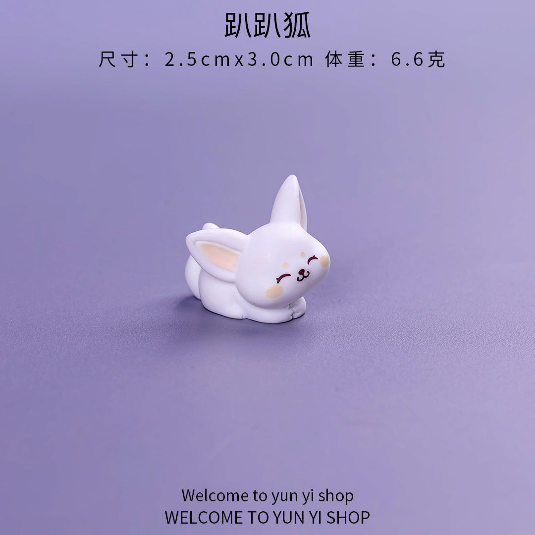 微景观摆件可爱小狐狸 多肉坐姿小狐狸树脂摆件 抖音直播送礼摆件