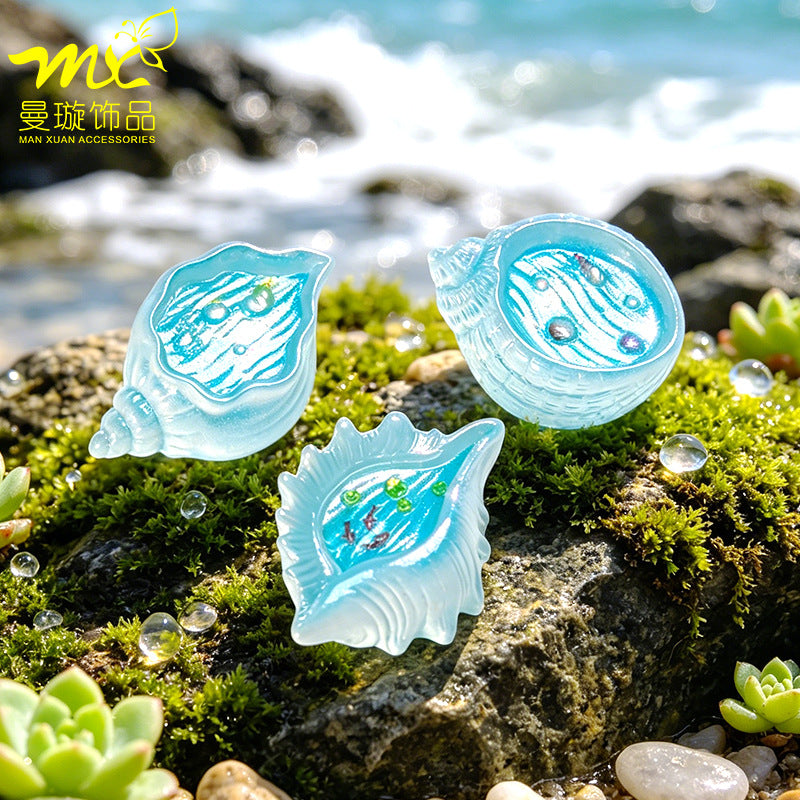 跨境新品创意海洋贝壳水族馆苔藓造景 diy装饰品微景观桌面小摆件