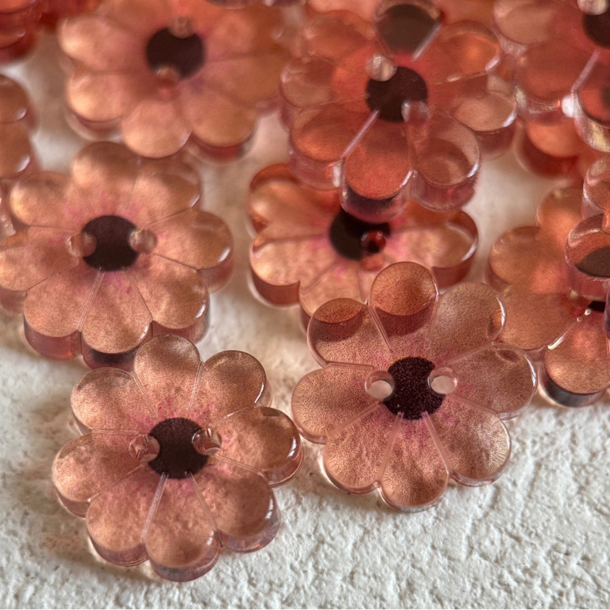 Bunli - DIY 10 Pack Pink-Orange Flower-Shaped Button