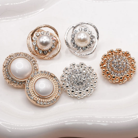 Bunli - DIY 10 Pack Round Clear-Accent Shank Buttons
