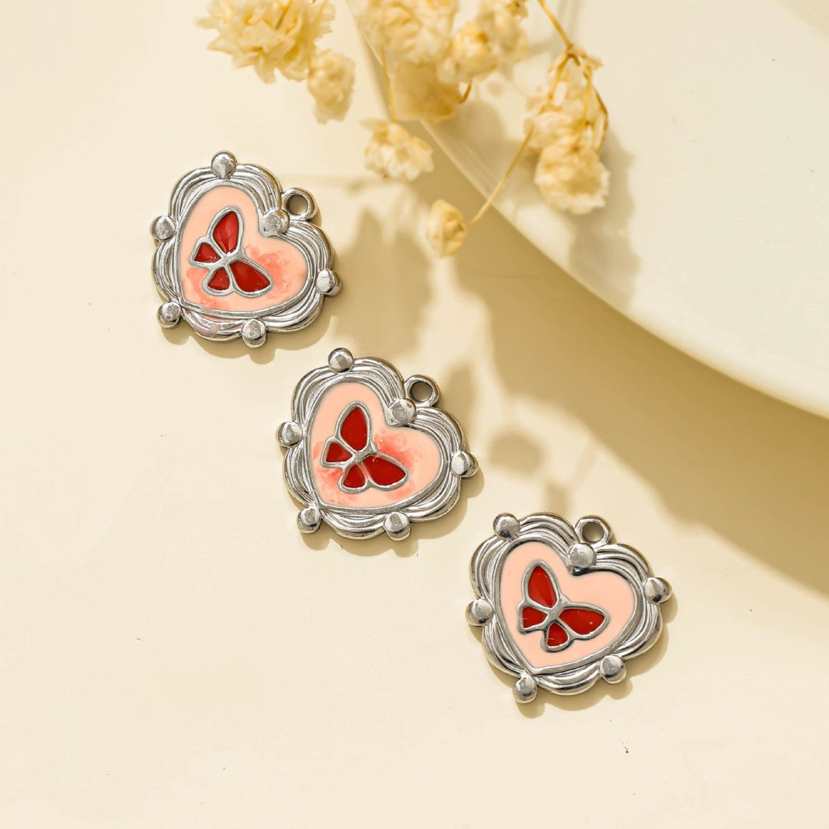 Elvane - Butterfly Scalloped Heart Pendant Only