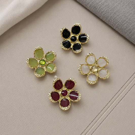 Bunli - DIY 10 Pack Floral Gold-Tone Buttons