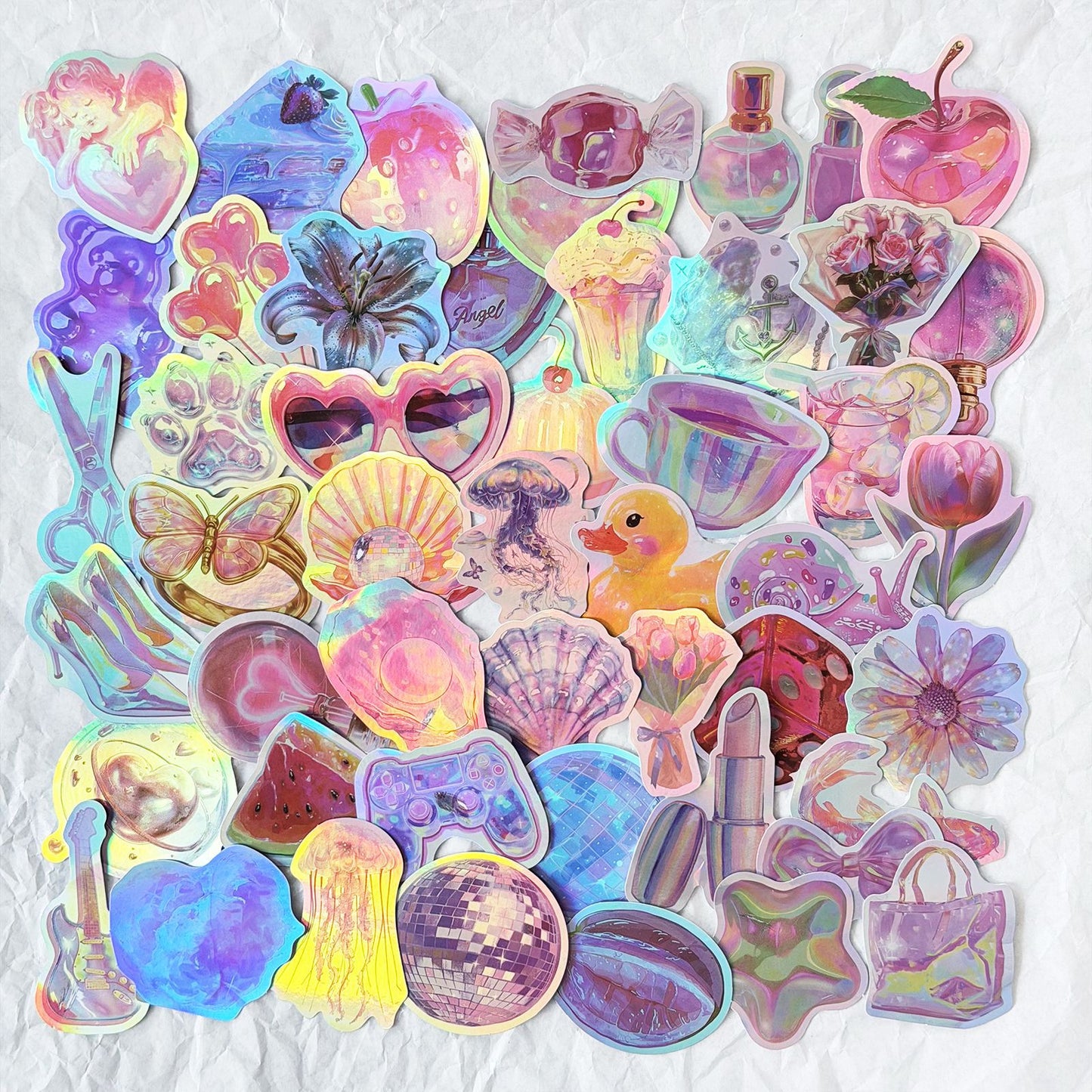 Lunira - Pastel Holographic Object Sticker Pack
