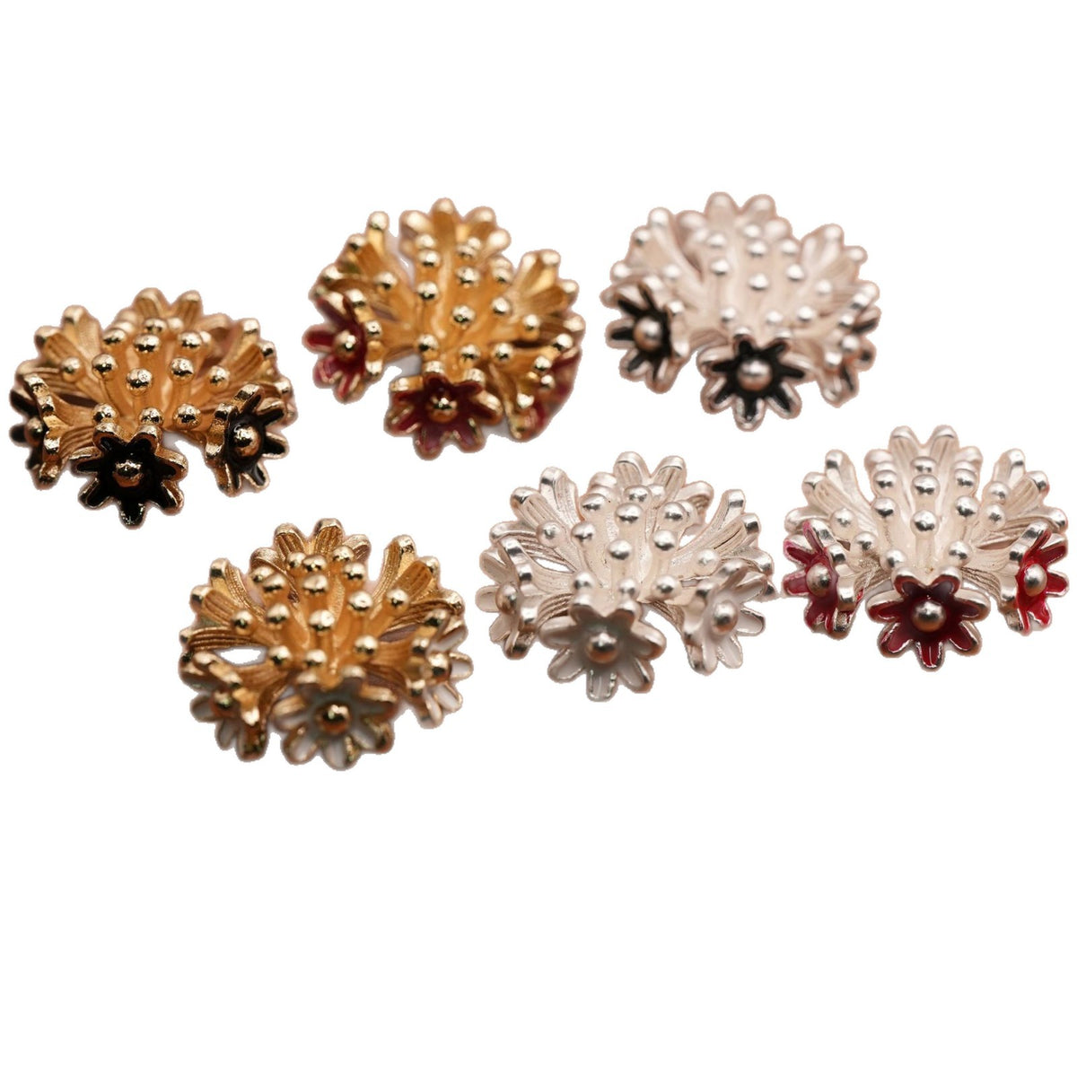 Bunli - DIY 10 Pack Ornate Floral Shank Button