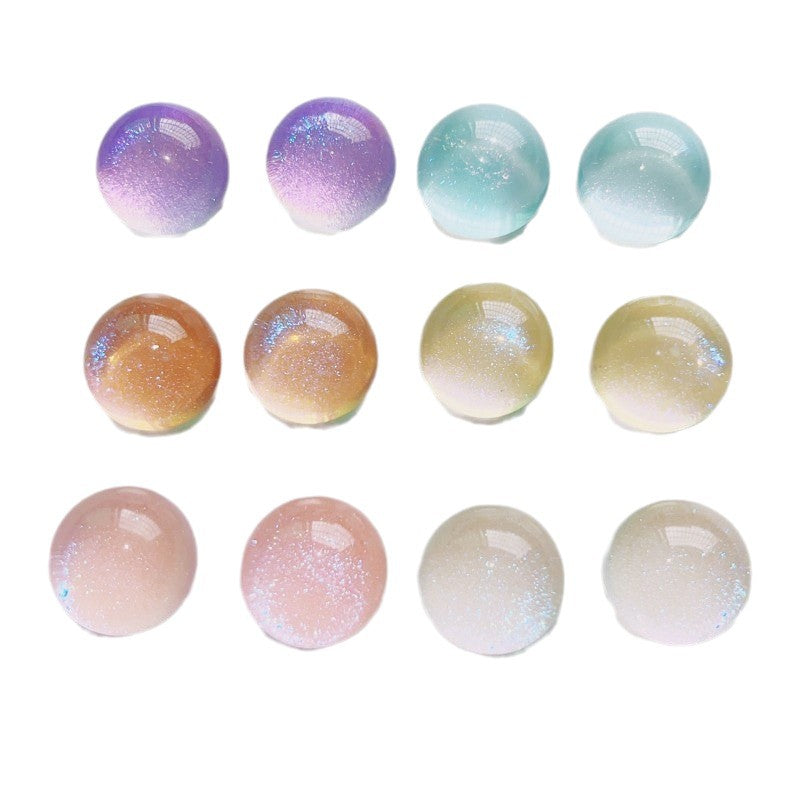 Korean Color Transparent Star Sense Glitter Pink Half Pill Diy Resin Accessories Earrings Hair Clip Cell Phone Case Shoe Material