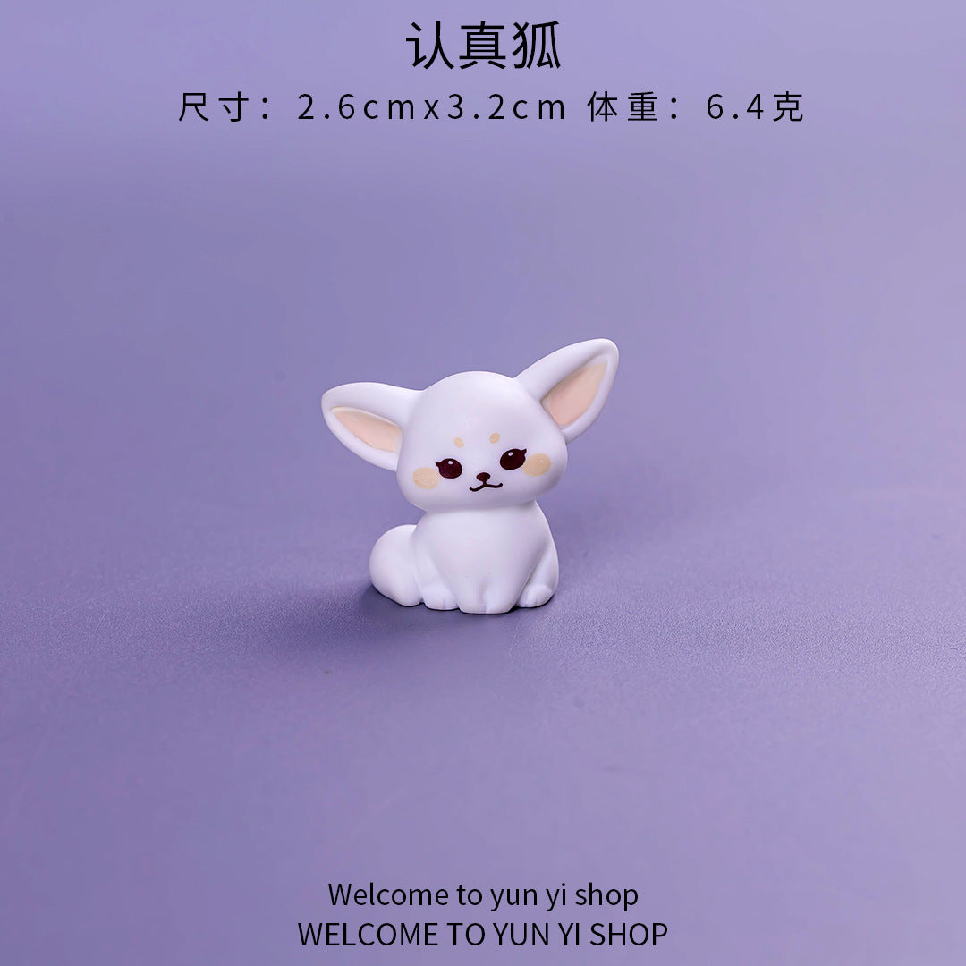 微景观摆件可爱小狐狸 多肉坐姿小狐狸树脂摆件 抖音直播送礼摆件