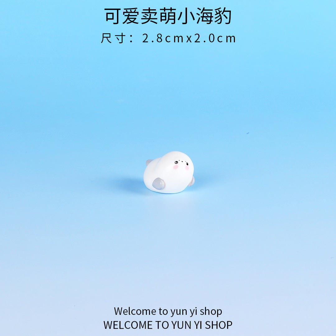 微景观摆件可爱海豹海洋动物 diy鱼缸水族馆卡通装饰品树脂小摆件