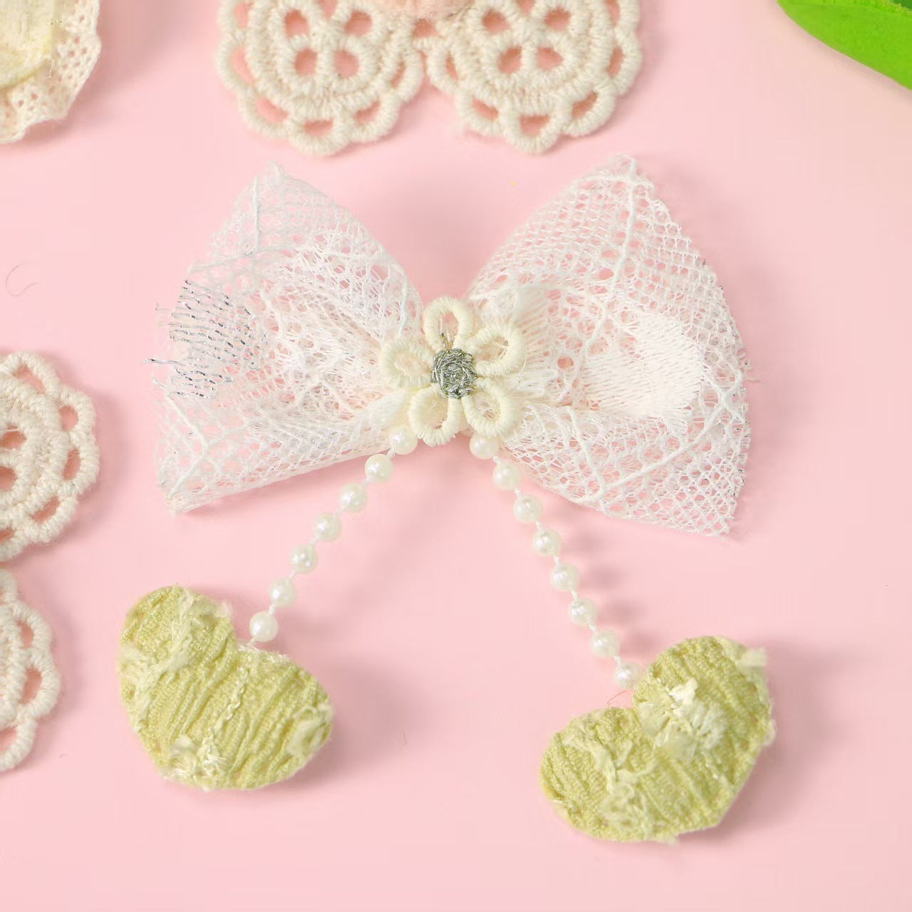 韩系手工蕾丝布艺饰品 花朵蝴蝶结造型DIY辅料 发饰鞋服装饰配件