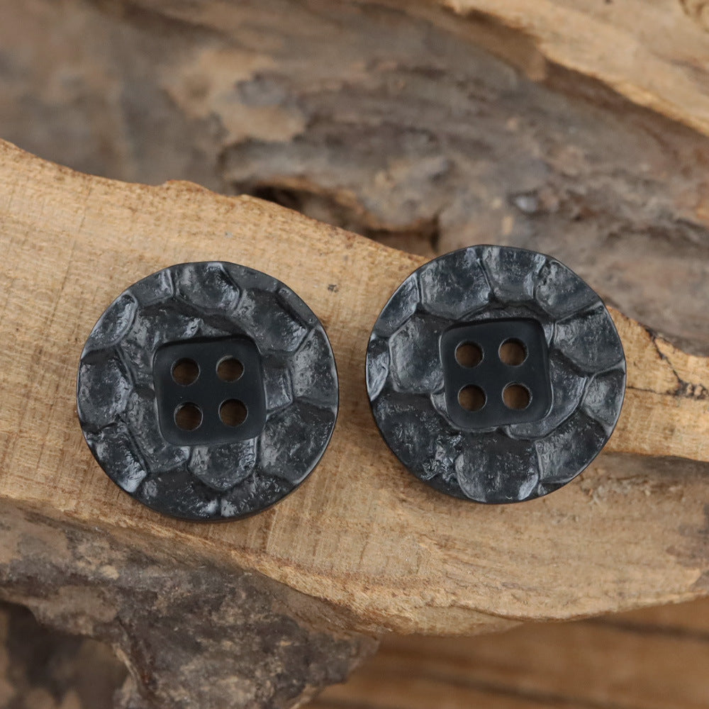 Bunli - DIY 10 Pack Rock-Textured Square-Center Button