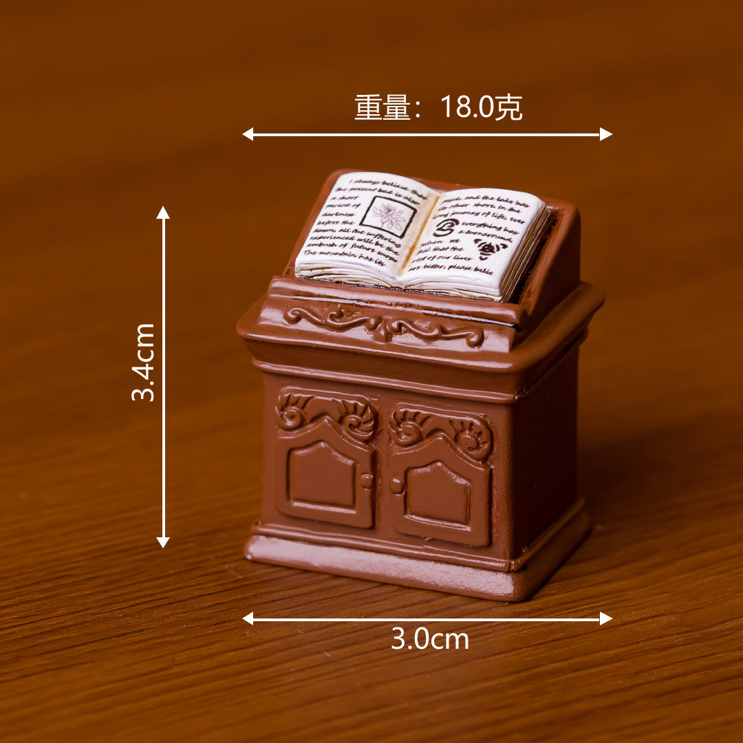 微景观摆件欧式古典图书馆 圆桌椅子沙发diy创意新品车载桌面小摆