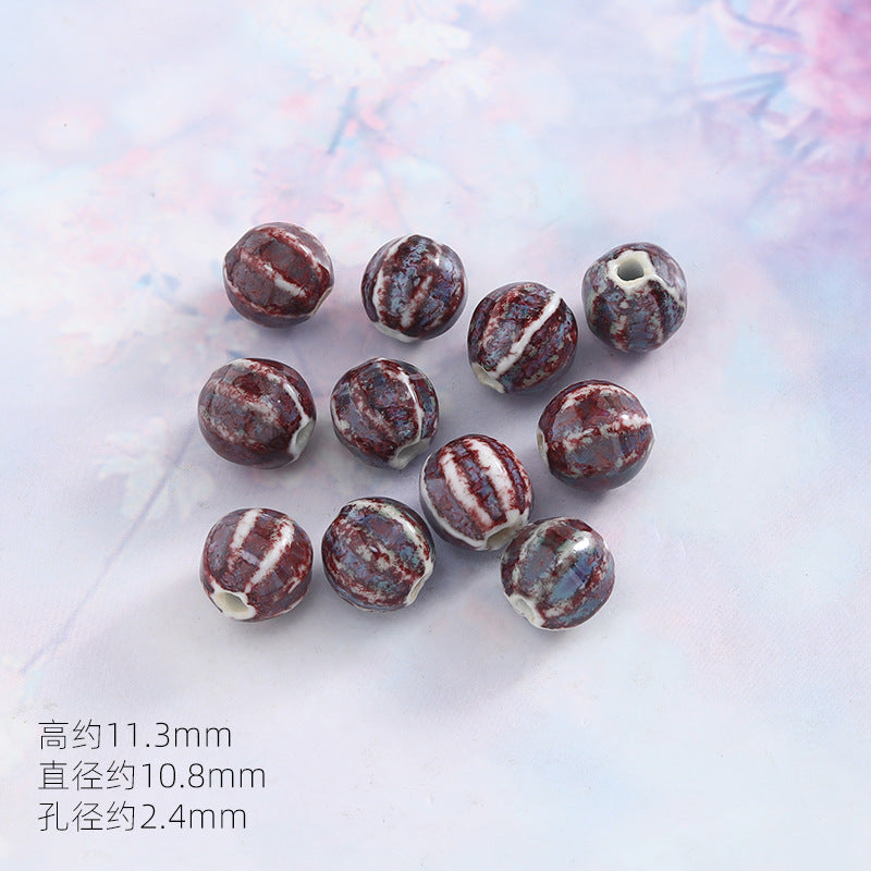 景德镇窑变陶瓷珠diy饰品配件贵妃醉瓷珠手串配件陶瓷珠子散批