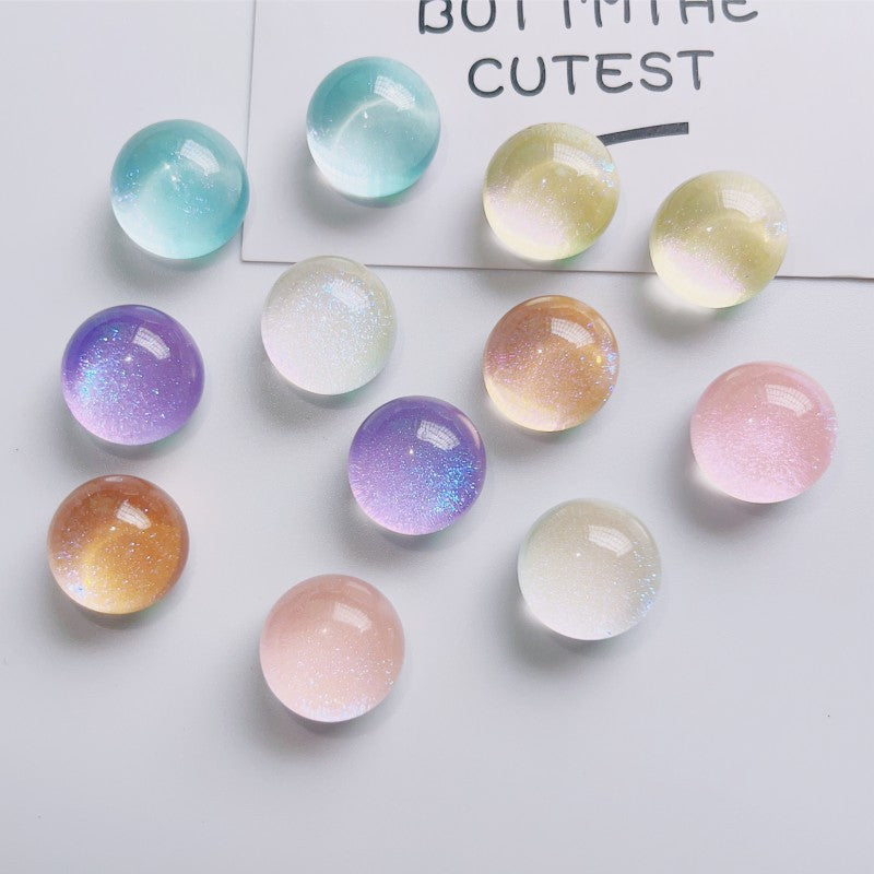 Korean Color Transparent Star Sense Glitter Pink Half Pill Diy Resin Accessories Earrings Hair Clip Cell Phone Case Shoe Material